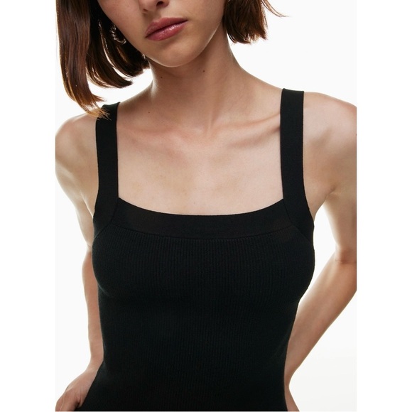 NWT Aritzia Babaton Chase Bodycon Knit Black Noir Midi Dress - Picture 3 of 13